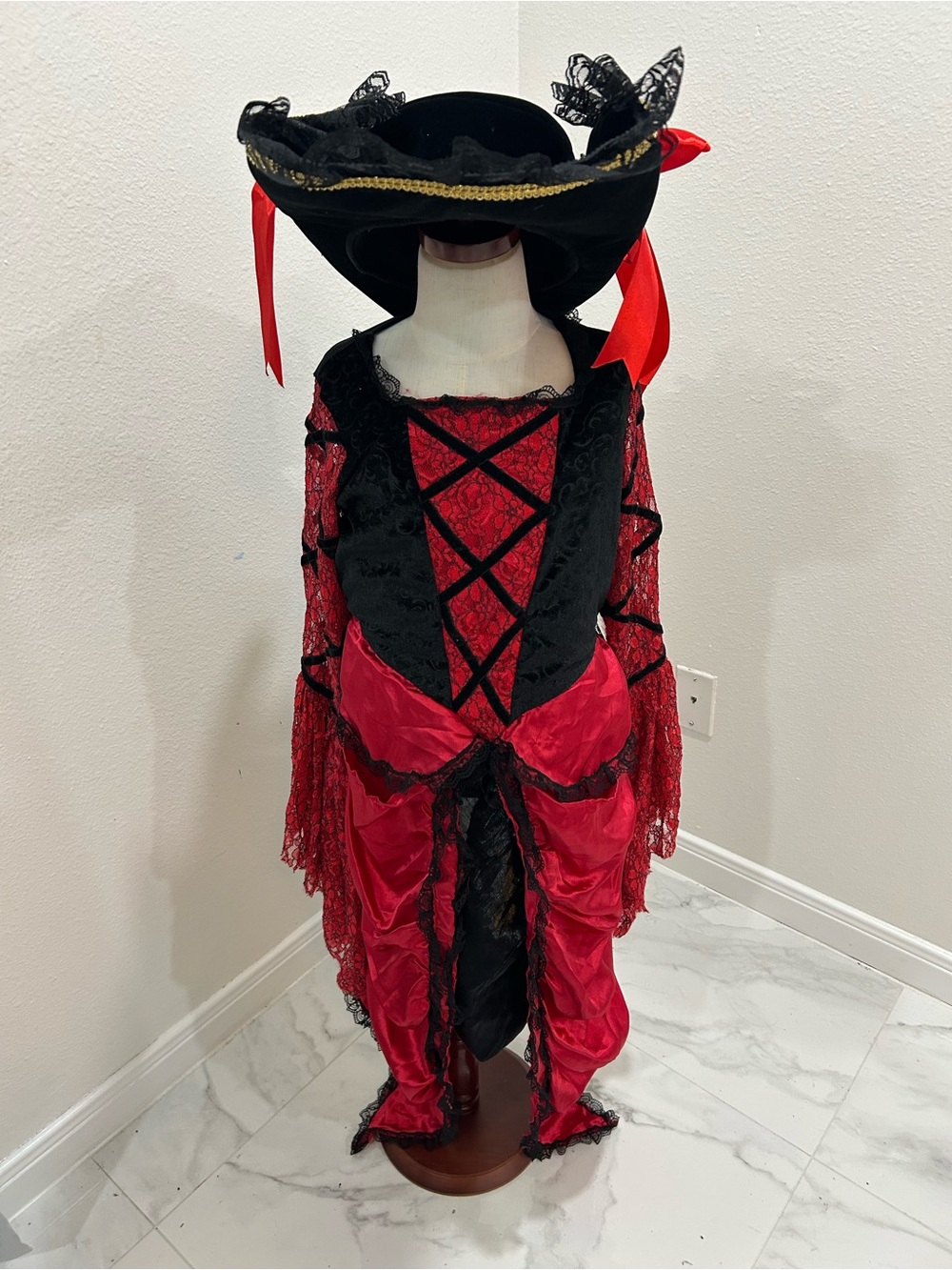 Princess Paradise Red and Black Pirate Dress Costume for Kids, Size 10